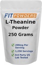 L-Theanine Powder 100% Puro, No-GMO, Vegan, Gluten Suplemento de Polvo Teanino Libre (Multiple Sizes) Mood and Cognitive, Stress Relief and Relaxation, Scoop Included (250 Grams)