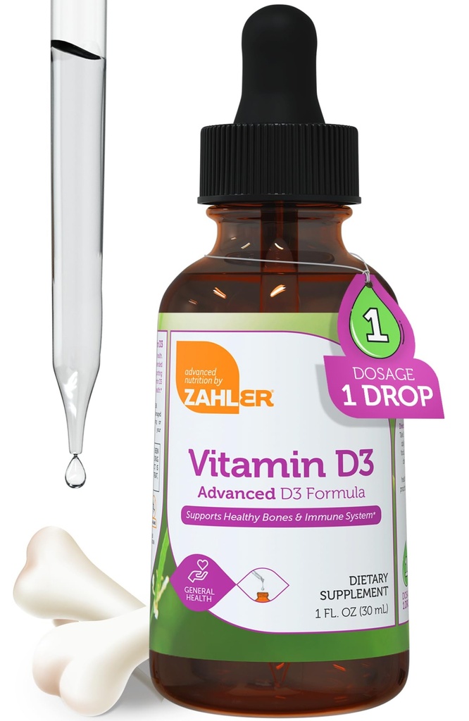 Zahler Vitamina Líquida D3 5000 UI - para adultos Bone &amp; Immune Salud - Vitamina D3 Suplementos para Hombres Mujer (1 fl oz)