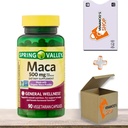 Maca Root 500 mg Capsules • General Wellness & Vitality Support • Vegetariano • 90 Cuenta por Spring Valley + Pegatina de Vena (Pack of 1)