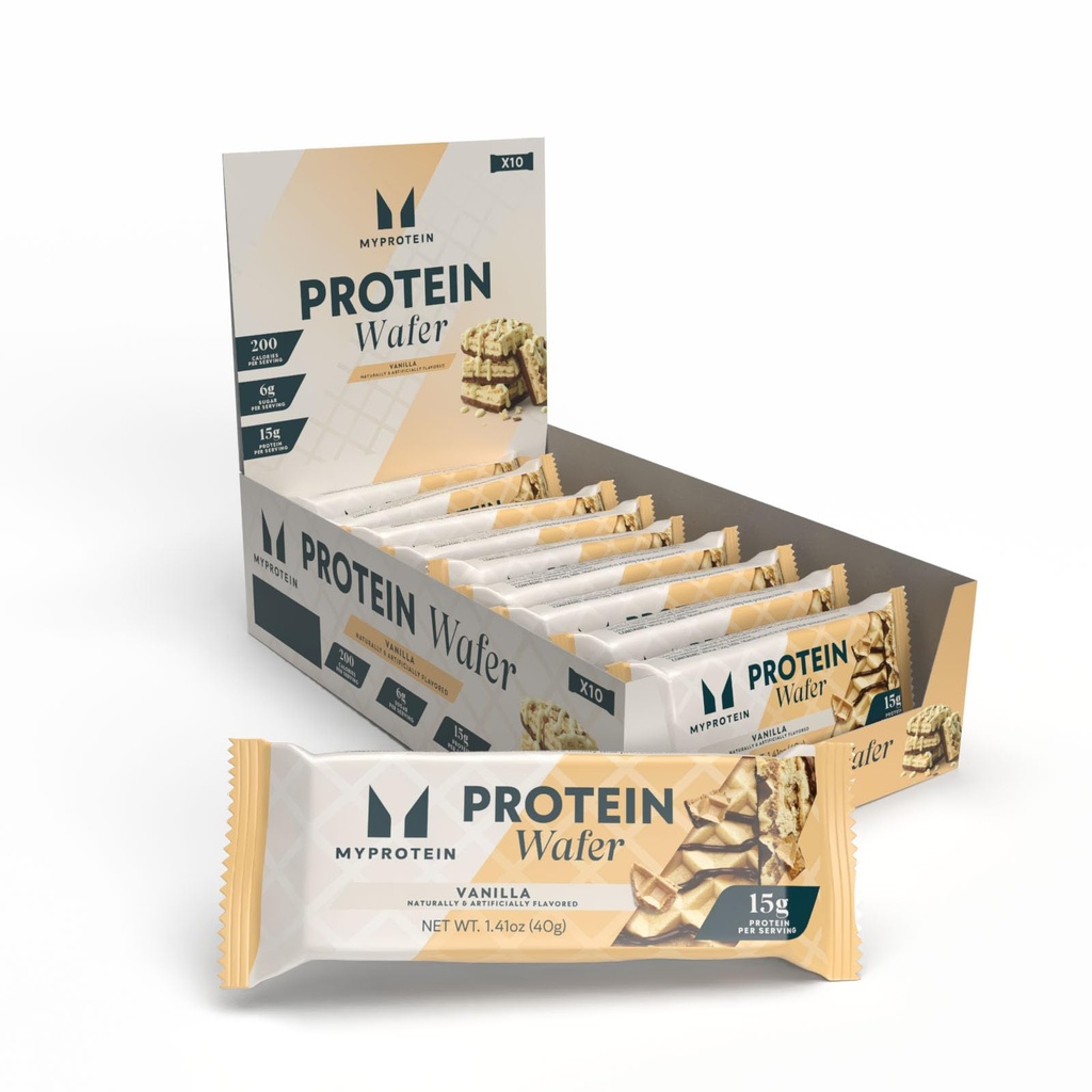 Myprotein Protein Bares, Crispy Protein Wafers, 15g High Protein Snacks, Box of 10 Vanilla Wafers Packs, Milk & Whey Protein Isolate, Light & Crunchy