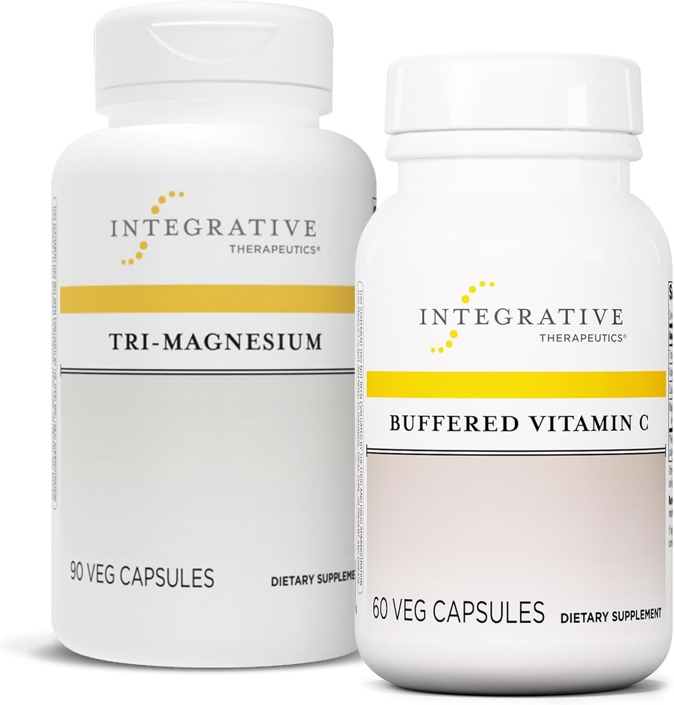 Terapéutica Integrativa Agrupación con vitamina C 1000 mg, 60 cápsulas " Tri-Magnesium, 90 cápsulas - Vitamina Buffered C para el soporte antioxidante* - Tri-Magnesium for Heart " Bone Health*