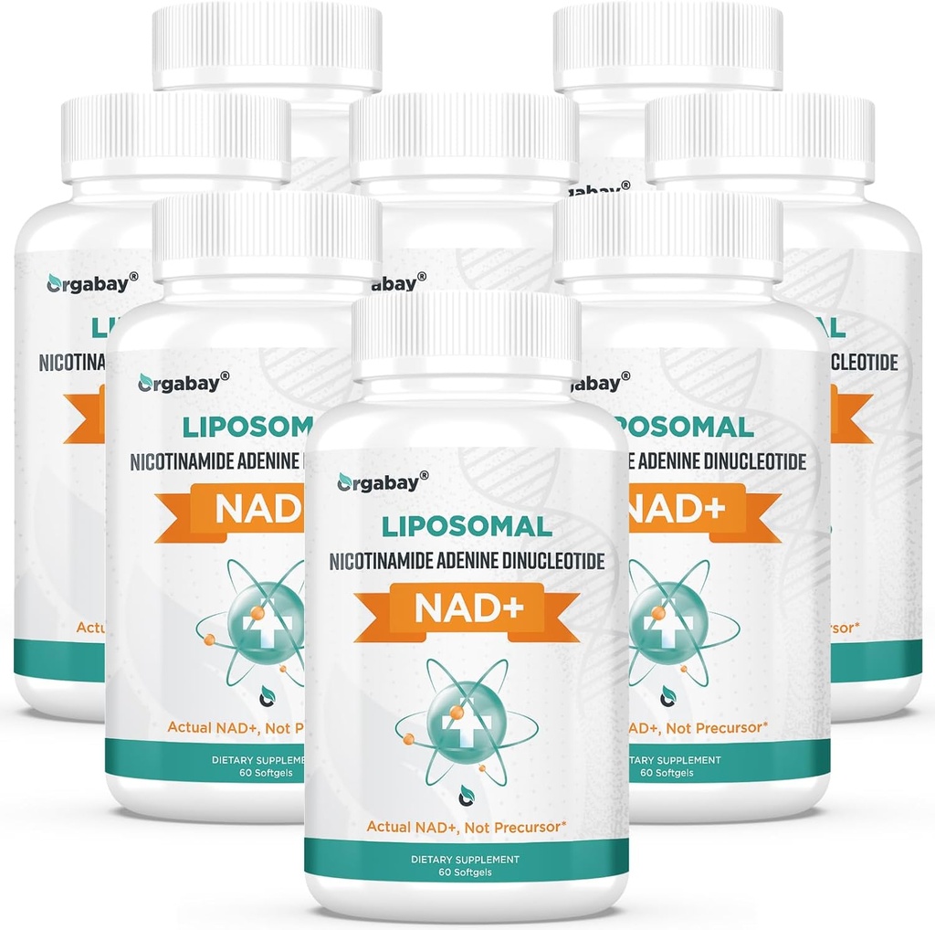 Orgabay Liposomal NAD+ Suplemento 500 mg, Alta Absorción, Boost NAD+ con TMG 250 mg, Actual NAD Plus Más Eficiente que Nicotinamide Riboside, Apoyo Energía Celular, Envejecimiento Saludable 480 Softgels