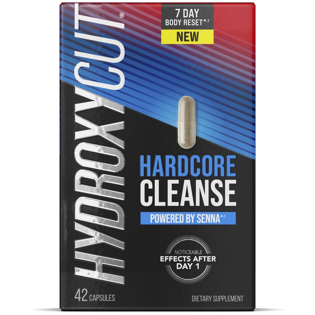 Hydroxycut Hardcore Cleanse - 42 Capsules - 7-Day Body Reset for Men & Women - Includes Senna Leaf Extract & Apple Cider Vinegar - 14 Servings