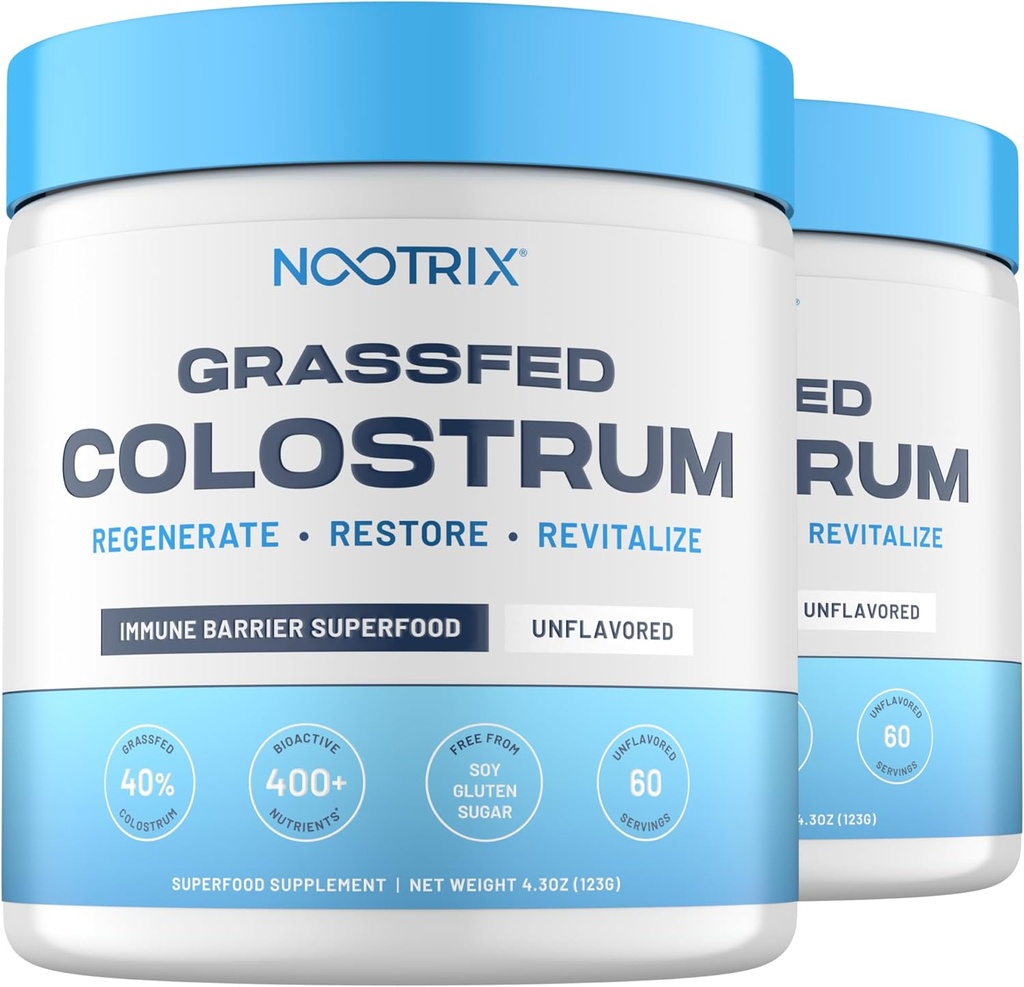 Grassfed Colostrum Suplemento ← Apoya Gut Health, Immunity, Muscle Recovery ← Promueve el Crecimiento del Pelo y la Esquía Radiante ← Bovine Colostrum Superfood ← Unflavored Powder