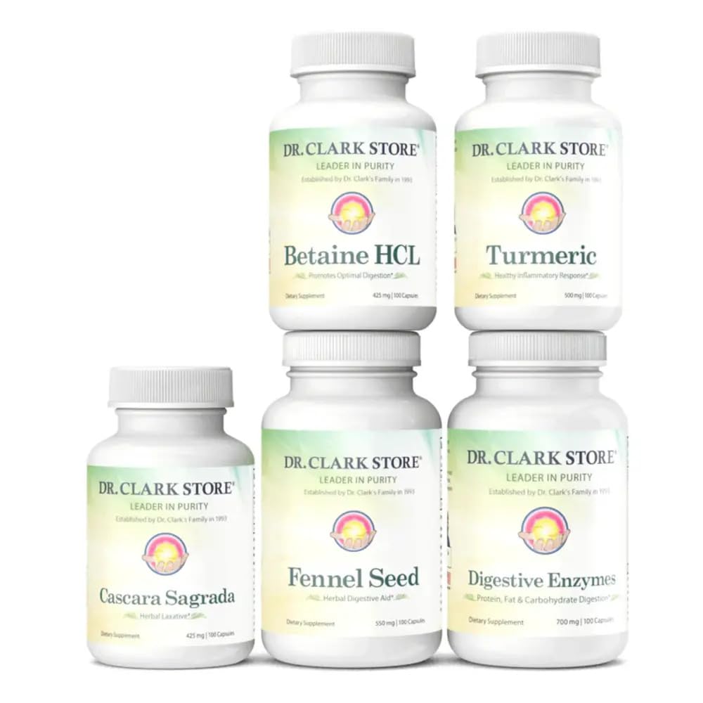 Dr. Clark Digestive Aid - Suplemento dietético digestivo Colon Cleanse - Balances Organisms intestinales y - promueve la absorción nutritiva - 17 días Cleanse