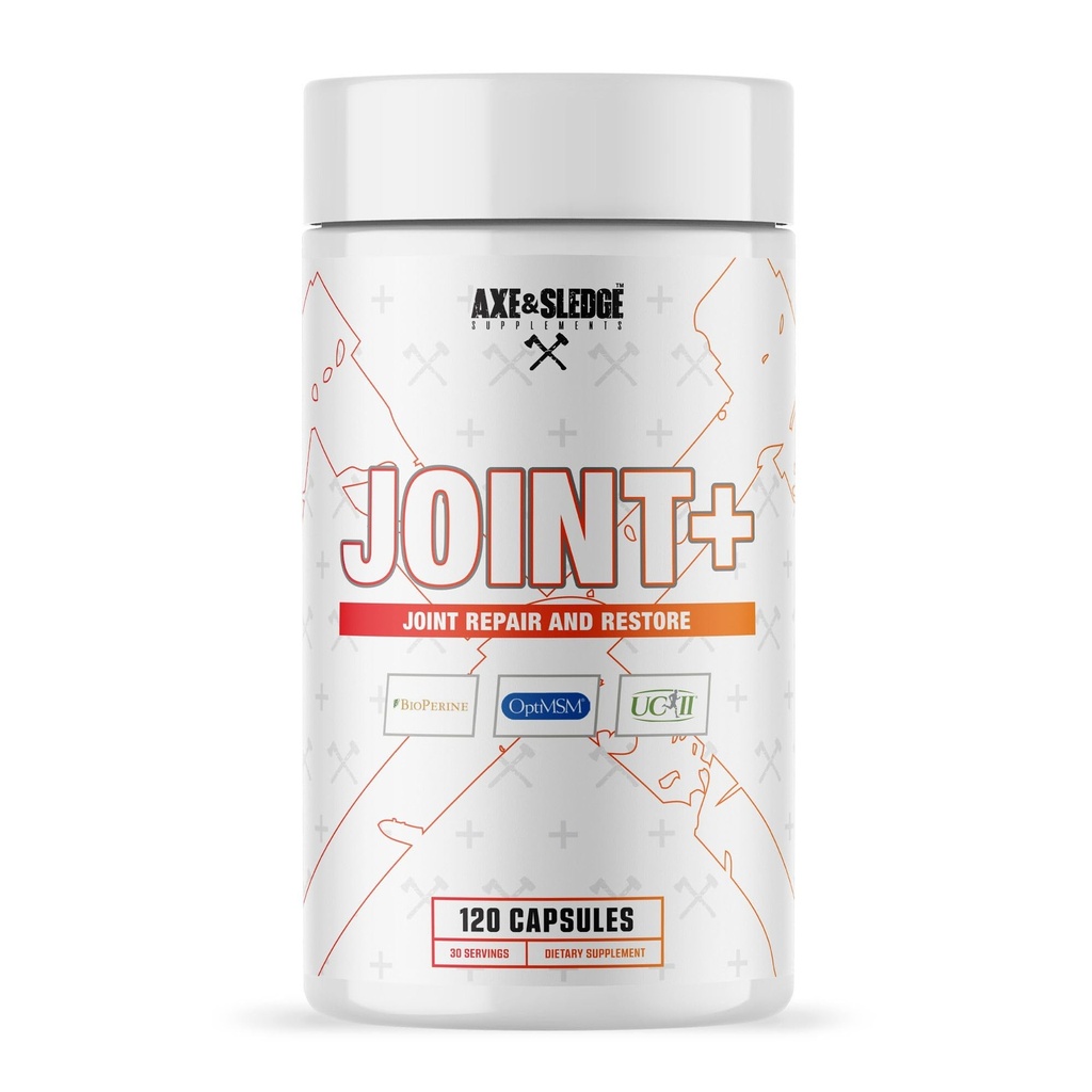 Axe &amp; Sledge Joint+ ← Joint Health Support Supplement with UC-II Collagen, Glucosamine, MSM, Bioperine TEN 1g Glucosamine, 500mg OptiMSM, 40mg UC-II Collagen TEN 30 Servings