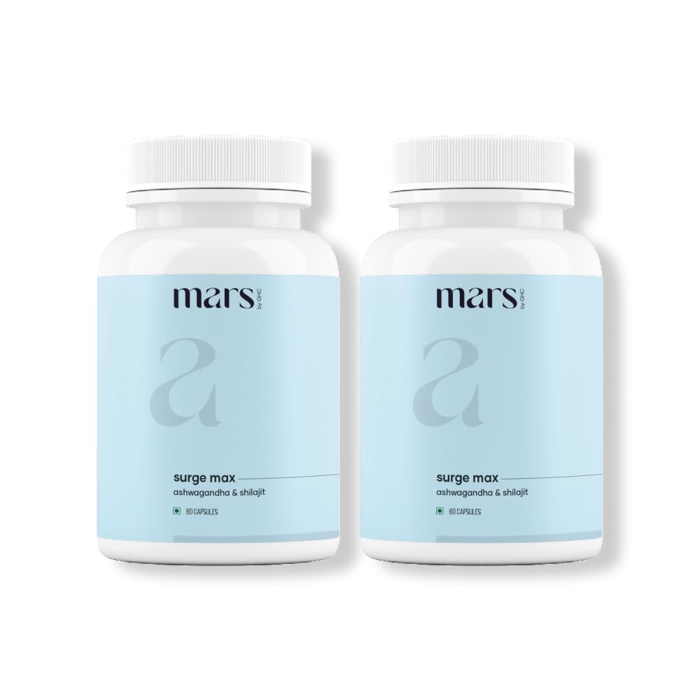 Mars Surgemax Natural Capsules con Shilajit & Safed Musli Respuestas Energy, Strength &amp; Immunity  durable for Active Lifestyle TEN 120 Capsules ⋅ Pack of 2