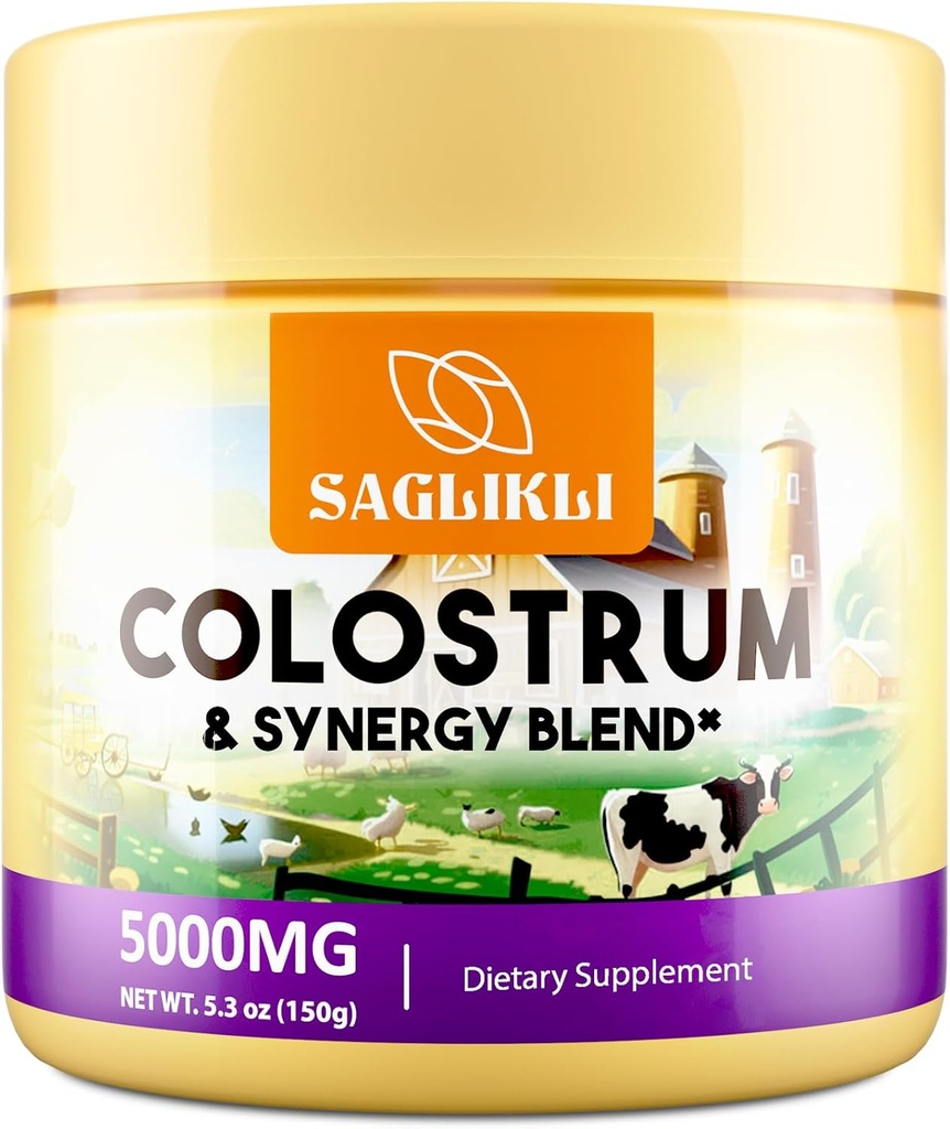Colostrum Powder Suplemento 5.000 mg, Grass-Fed Bovine Colostrum con Prebióticos, Probióticos, Lactoferrina " PRP, 30 Servimientos