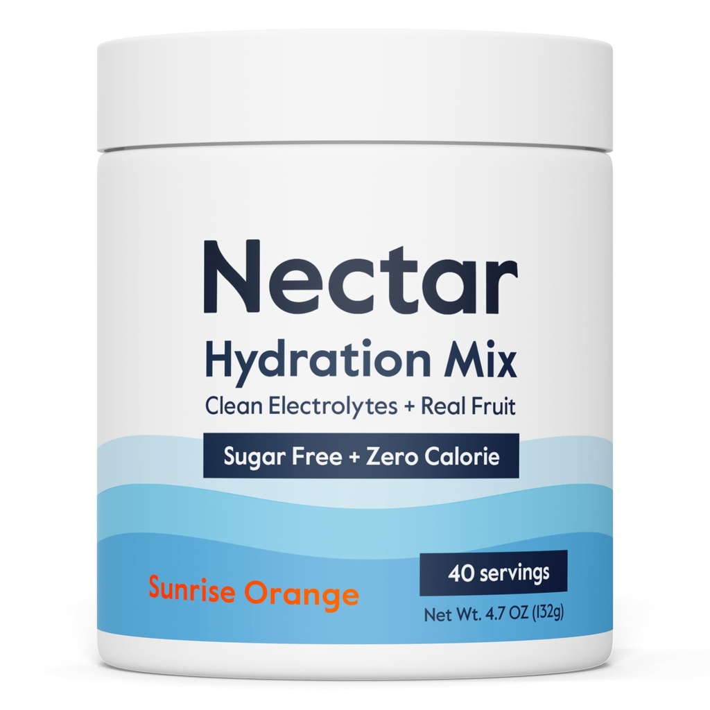 Azucar de Nectar Electrolitos Libres Polvo - Fruta Orgánica Sin Azúcar o Calories - Polvo de hidratación para el alivio de la deshidratación y la rehidratación rápida - Keto y Paleo (Orange 40 Tub de servicio)