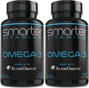 (2 Pack) Aceite de pescado más inteligente Omega 3, Flavor de Berry, Burpless, Sin sabor, 2000mg, Potent Triple Strength DHA EPA Brain OMEGA3, Hecho con AlaskOmega®