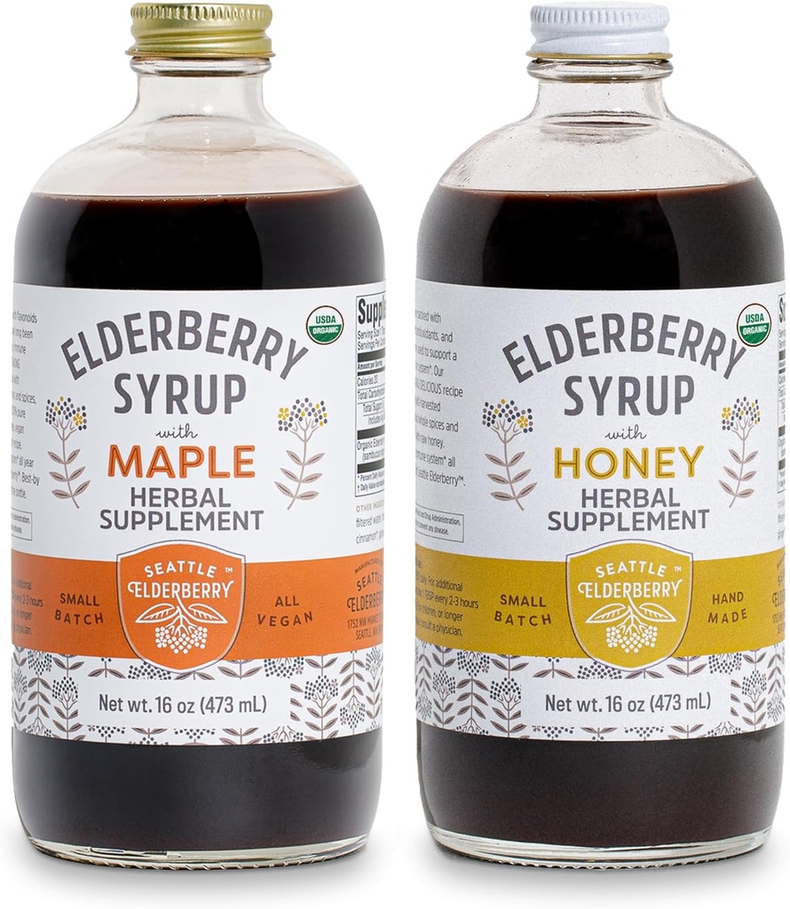 Syrup Bundle – 2 Botellas de suplementos herbarios de arándano sin gluten con beneficios de inmunodeficiencia Potente hechos de sólo ingredientes orgánicos en pequeños lotes en EE.UU. - 32oz