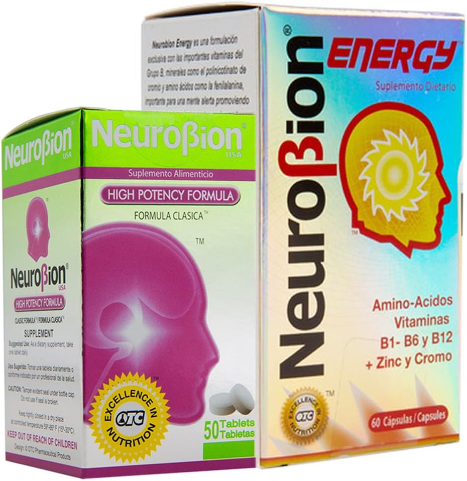 Energía neurobion + suplemento dietético de alta potencia neurobion mezcla especial de aminoácidos, vitaminas b1- b6- & b12 + zinc