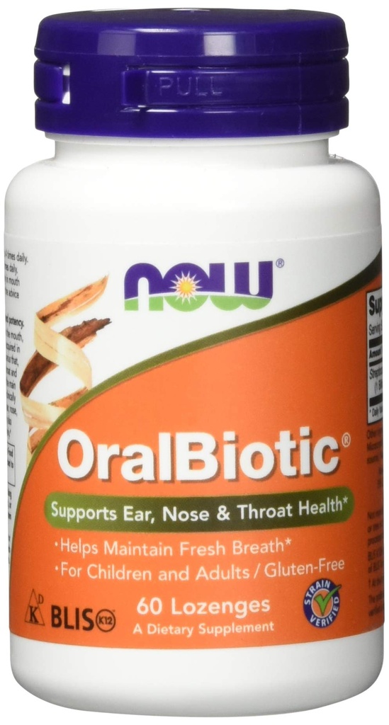 Ahora Alimentos OralBiotic, Desarrollado para Adultos &amp; Niños, Estrados Verificados, 60 Lozenges