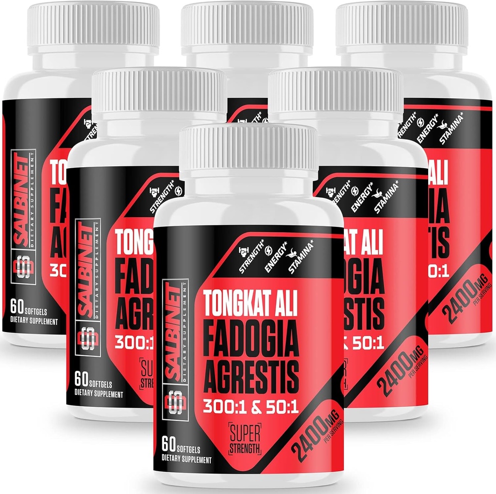2400mg Fadogia Agrestis Tongkat Ali Suplementos - Testado de terceros - 1400mg Fadogia Agrestis & 1000mg Tongkat Ali, fuerza máxima, masa muscular & rendimiento deportivo, 6 paquetes