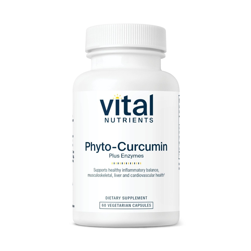 Nutrientes vitales Phyto-Curcumin Plus Enzymes  sometida Curcumin Suplementos con Phytosome Extract ← Apoyo para el Muscle, el Bone, el Liver y la Salud del Corazón* TEN Gluten, Dairy, Soy Free TEN 60 cápsulas