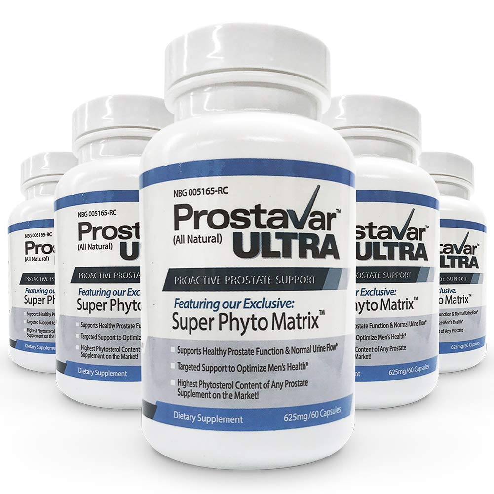 5 Botellas Nuevo mejorado de Maker de Original Prostavar Ultra Prostat Support 600mg 90% Beta-Sitosterol &amp; Grape Seed Extract