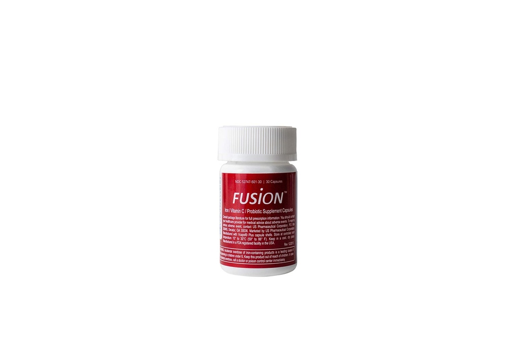 Fusion Iron Suplemento - 65 mg Ferrous Fumarate - 65 mg Polysaccharide Iron Complex Boosted by Patented Probiotics and Vitamin C