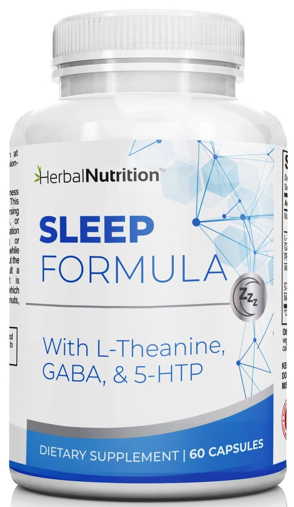 Herbal Nutrición Apoyo al sueño Suplemento Sleep Formula es un suplemento de sueño multi-ingrediente con Melatonina, GABA, L-Theanine, y más, Sleep Like You are on Cloud 9! Una botella de 60 pies