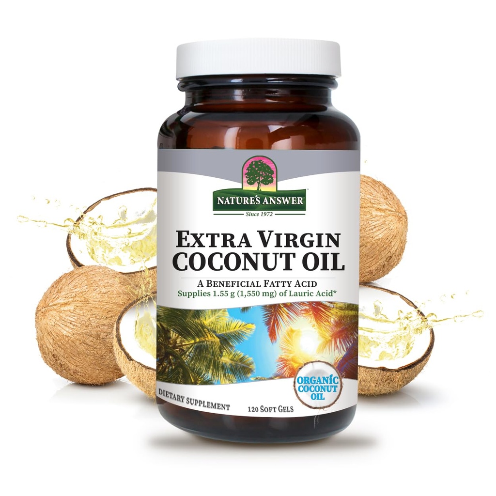 Respuesta de la Naturaleza Virgen Extra Aceite de coco Softgels Aceite de coco orgánico Multi-Purpose No GMO Ideal para el hidratante del cuerpo de la piel del cabello (Pack of 2)