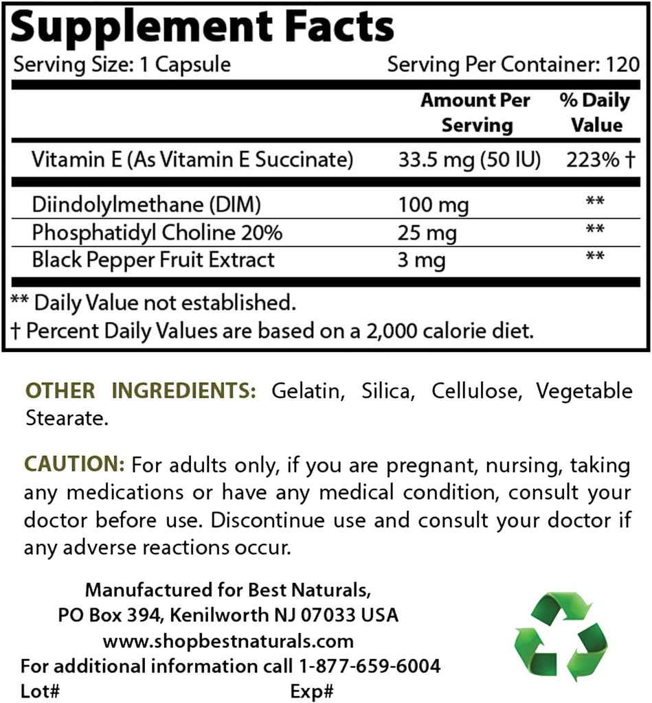 Mejores Naturales DIM Suplemento 100 mg " Ashwagandha Extracto 500 mg