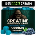 Creatine Monohydrate Gummies for Men &amp; Women 5000mg - Blueberry, 120 Cuenta para 30 Serviciones ← Baja Calorie Formula ← Muscle Builder and Energy Boost ← Pre-Workout Suplemento Chewable Creatine Gummies