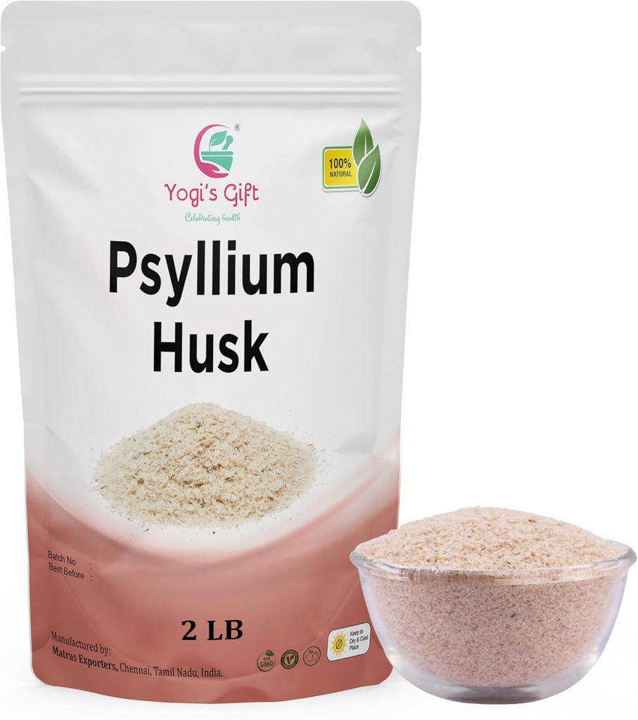 Psyllium Husk Whole 2 lb (32Oz), Use in Smoothies, Cooking and Baking, Unflavored, Fine Ground, 100% Natural, Non GMO, by Yogi's Gift®