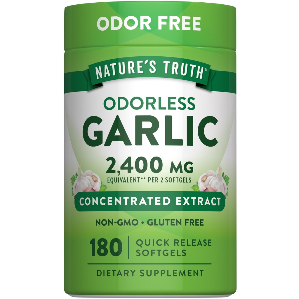 Nature's Truth Odorless Garlic Softgels | 180 Count | Non-GMO & Gluten Free Supplement