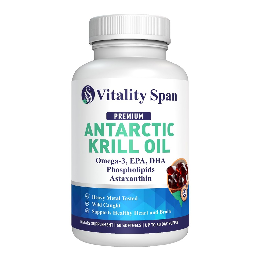 Aceite Krill Omega 3 Astaxanthin Choline DHA EPA, Absorción Superior, Fuerza Extra, No Aceite de Peces Después de probar, Metal pesado, Softgels de pequeño tamaño, 500 mg