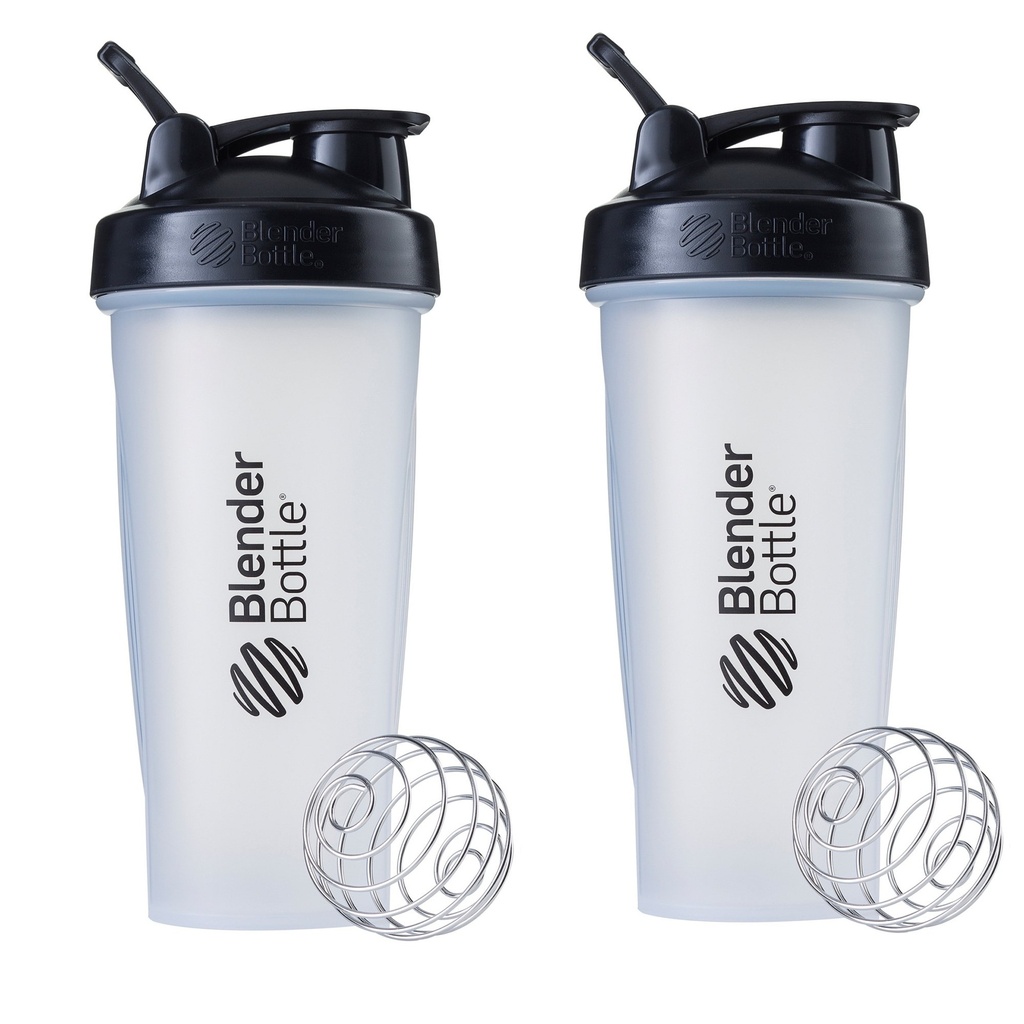 BlenderBottle Classic Shaker Bottle Perfect for Protein Shakes and Pre Workout, 28oz,Clear/Black (Pack of 2)