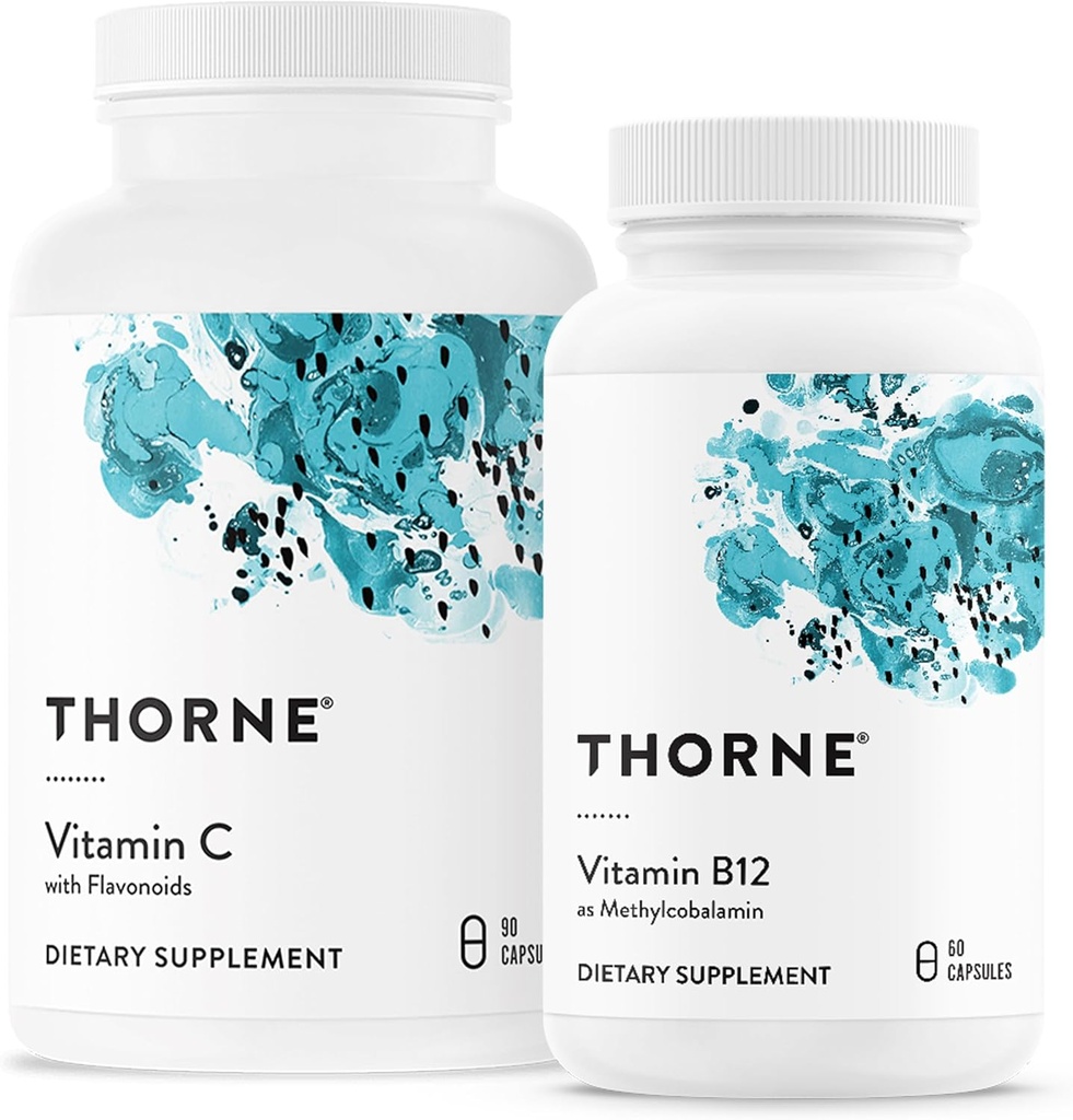 THORNE - Wellness Bundle - Vitamina C & B12 - Apoya el corazón, Nerve, Immune y Tissue Health - 60 a 90 Servimientos
