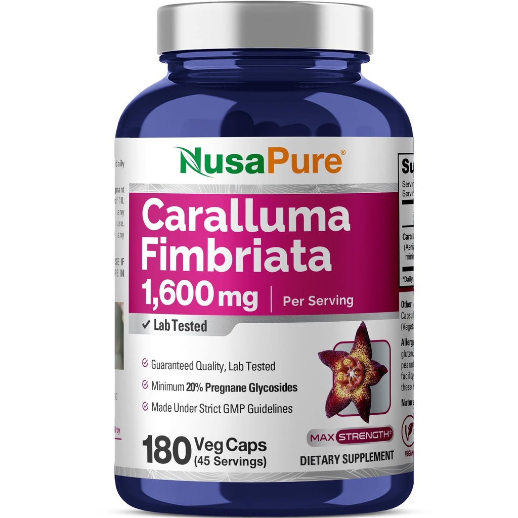 NusaPure Caralluma Fimbriata 1600mg - 180 Veggie Capsules (No-GMO, Vegan)