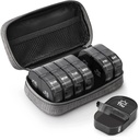 AUVON Canvas Bag Travel Pill Organizer 2 veces al día, gran AM/PM Caja semanal de píldoras 7 días con bolsa de cierre de cremallera gris portátil para mantener suplementos, vitaminas y aceites de pescado