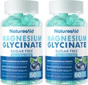 Magnesio Glycinate Gummies 1000mg - Suplemento de Potasio de Magnesio Libre de Azúcar con Vitamina D, B6, CoQ10 para calma Mood & Sleep Support - 120 Blueberry Gummies -2 Pack