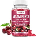 Vitamina B12 Complejo 5000 mcg Metil B12, Adenosyl B12 & Hydroxy B12, con Coenzima Q10, Folate, Vitamina C, Chewable B 12 para soporte energético, metabolismo, salud ósea - sabor cereza
