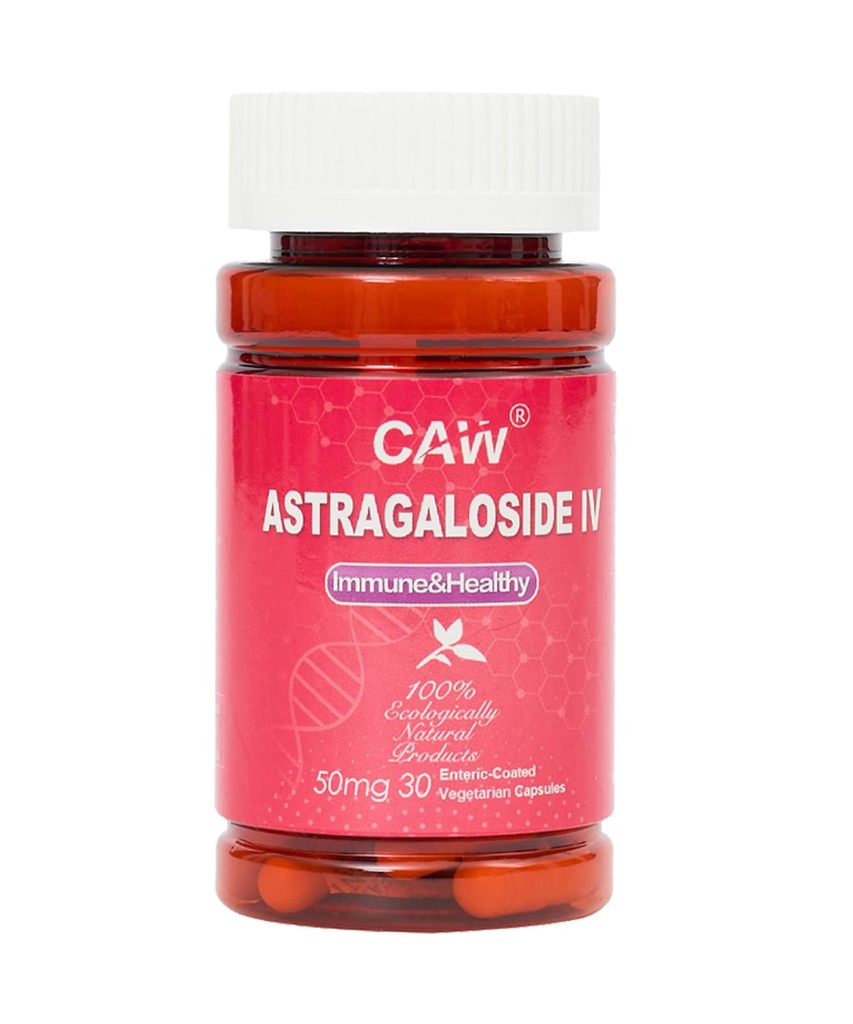 CAW Max Absorption Astragaloside IV 98% 50mg 30 Capsules  Immune Support ← Anti-Aging Supplement ← 50mg 30 Enteric-Coated Vegetarian Capsules 1 Bottle