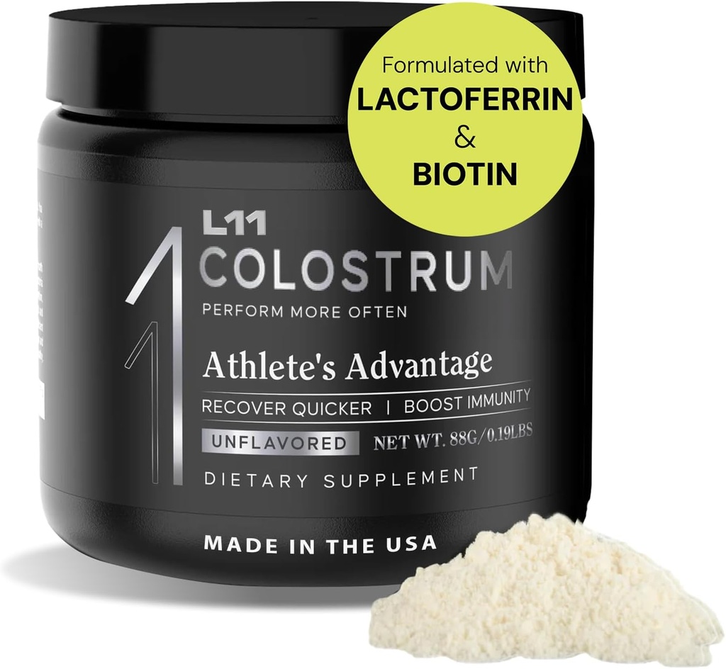 Suplemento de Colostrum por L11 con Lactoferrin Biotin Zinc &amp; Vitamina D TEN Bovine Colostrum Powder for Peak Athletic Health, Gut Health, Muscle &amp; Immune Support latitud 1500mg Colostrum - Desarrollado 30 Servimientos