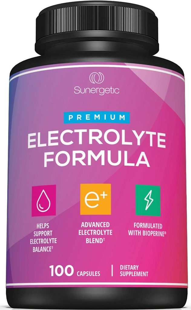 Capsulas de electrolitos Premium – Soporte para Keto, Carb bajo, Rehidratación " Recuperación - Tablas de sustitución de electrolitos – Incluye Saltas de electrolito, Magnesio, Sodio, Potasio – 100 cápsulas