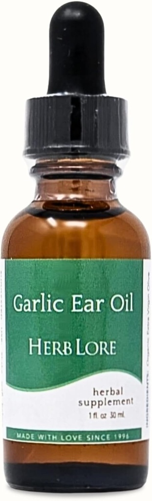 Gotas de aceite de oído de ajo – Soothes Orejas secas, picadas o cerradas para adultos de niños - 1 fl oz - Herb Lore
