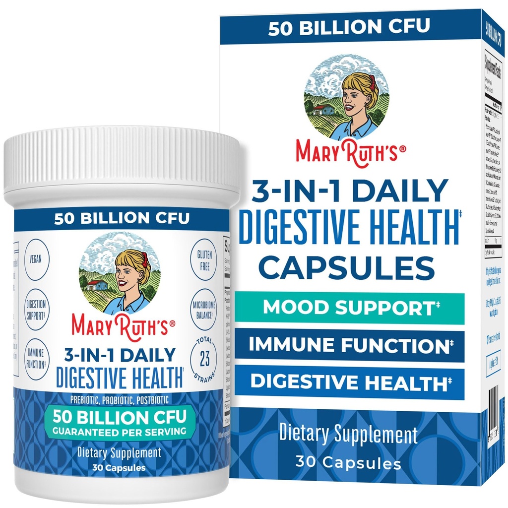 Probióticos 3-en-1 de MaryRuth para la Salud Digestiva ← Prebiótico ' Postbiótico Silencio Gut Health Supplement for Women &amp; Men TEN 23 Estragos Únicos ← Immune Support TEN 50 Billion CFU TENIDO 30 Servimientos