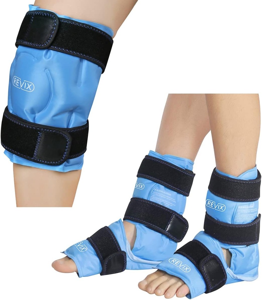 REVIX Ice Pack for Knee Pain Relief, Reusable Gel Ice Wrap for Knee Injuries and Ankle Ice Pack for Injuries Reusable Gel Ice Pack for Ankle