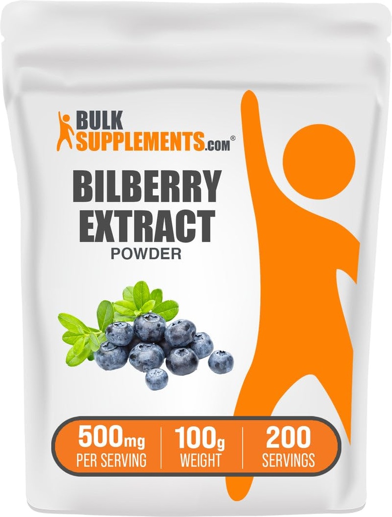 BulkSupplements.com Polvo Extracto de Bilberry - Suplemento Extracto de Bilberry, Suplemento Herbal - Vegan & Glulten Gratis, 500 mg por Serving, 100g (3.5 oz) (Pack of 1)