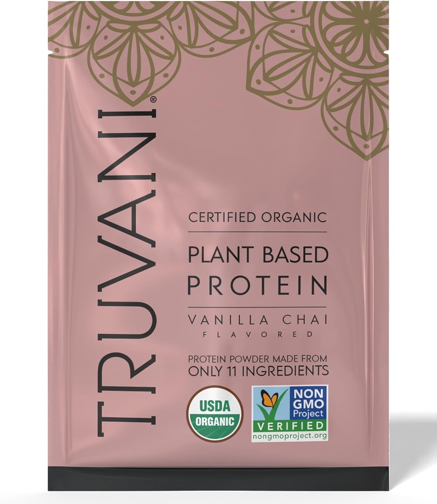 Truvani Vegan Pea Protein Powder ← Vanilla Chai Silencio 20g Org Org Orgánica Proteína Basada en Plantas Silencio 1 Servir Silencio Keto Silencio Gluten & Dairy Gratis Silencio Bajo Carb Silencio No Añadido Sugar