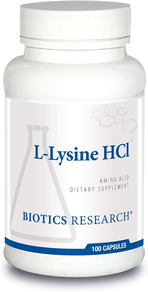 Biotics Research L Lysine HCI Amino Amino Acid L lysine Supplement Promotes Energy, Boosts Immunity, Stimulates Calcium Absorption 100 Capsules