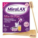 Constipación suave de MiraLAX Polvo laxante de alivio, suavizador de heces con PEG 3350, sin efectos secundarios de malla, mezcla de dosis única en el dolor con mezcladoras, paquete de viaje, 10 dosis