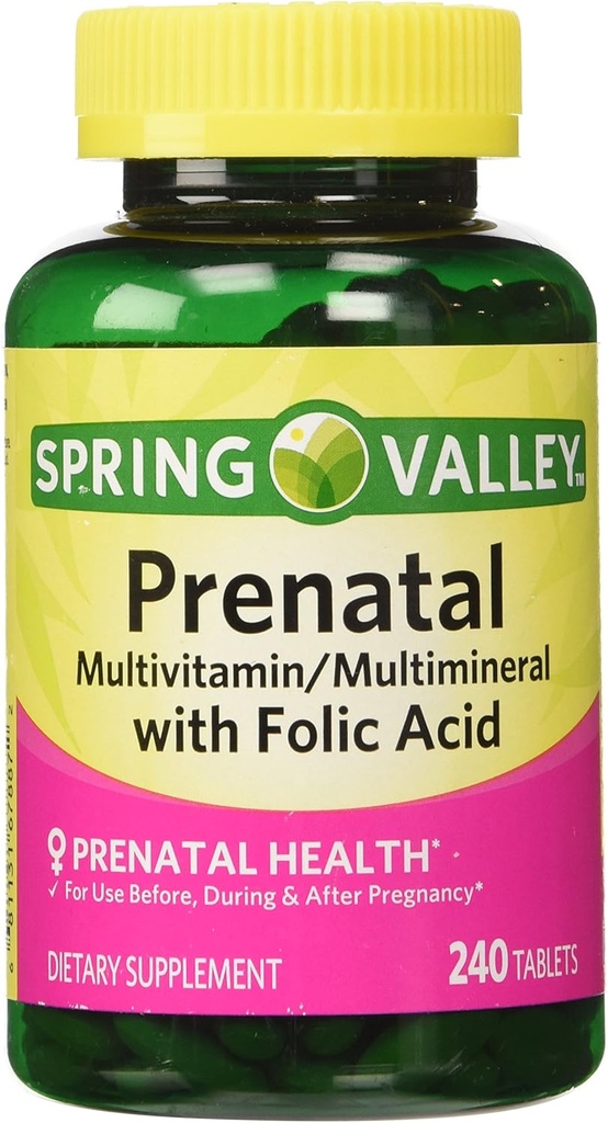 Multivitamina prenatal de Spring Valley, 240 tabletas