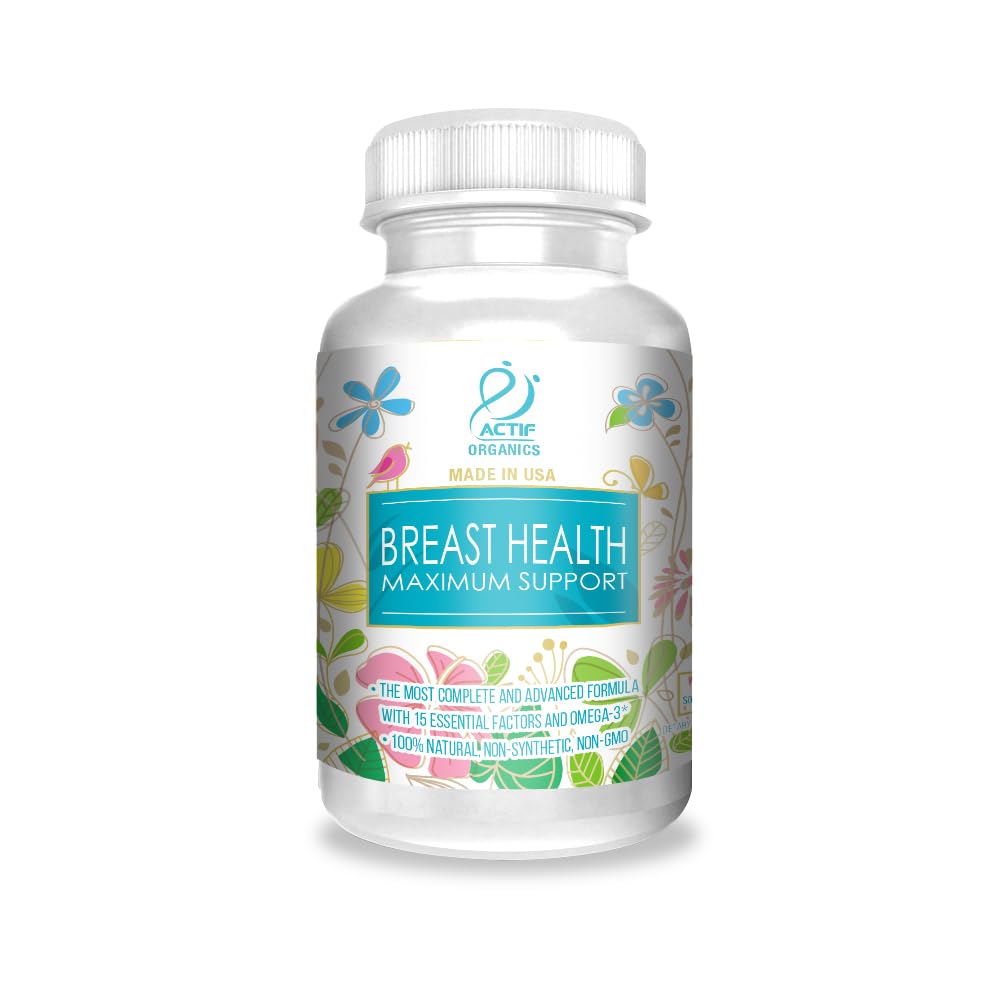 ACTIF Breast Health Maximum Support with 15 Advanced Factors and Omega-3 - Non GMO, Made in USA, 90 Count