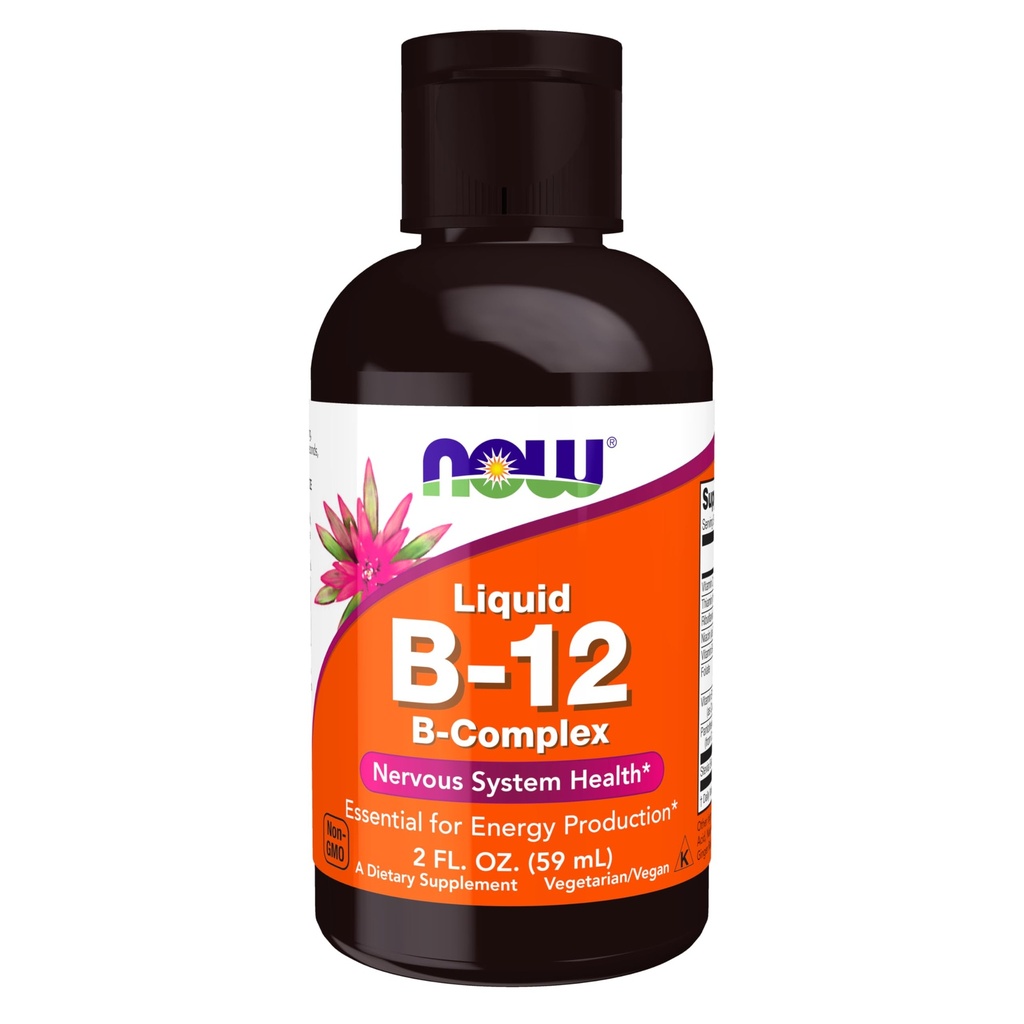 AHORA Suplementos de alimentos, vitamina B-12 Complejo líquido, producción de energía*, salud del sistema nervioso*, 2 onzas