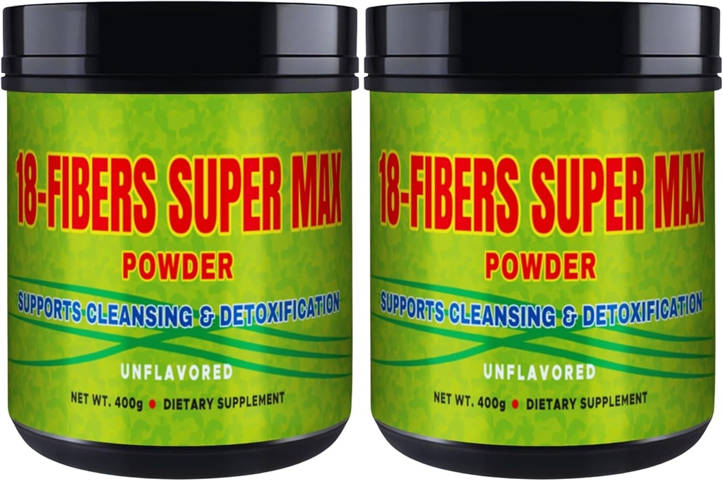 FIBRA 18 Super MAX Powder (18 fibras) - 400g - Suplemento dietético - Apoyos Limpieza " Detoxificación, Desarrollado (2 Pack)