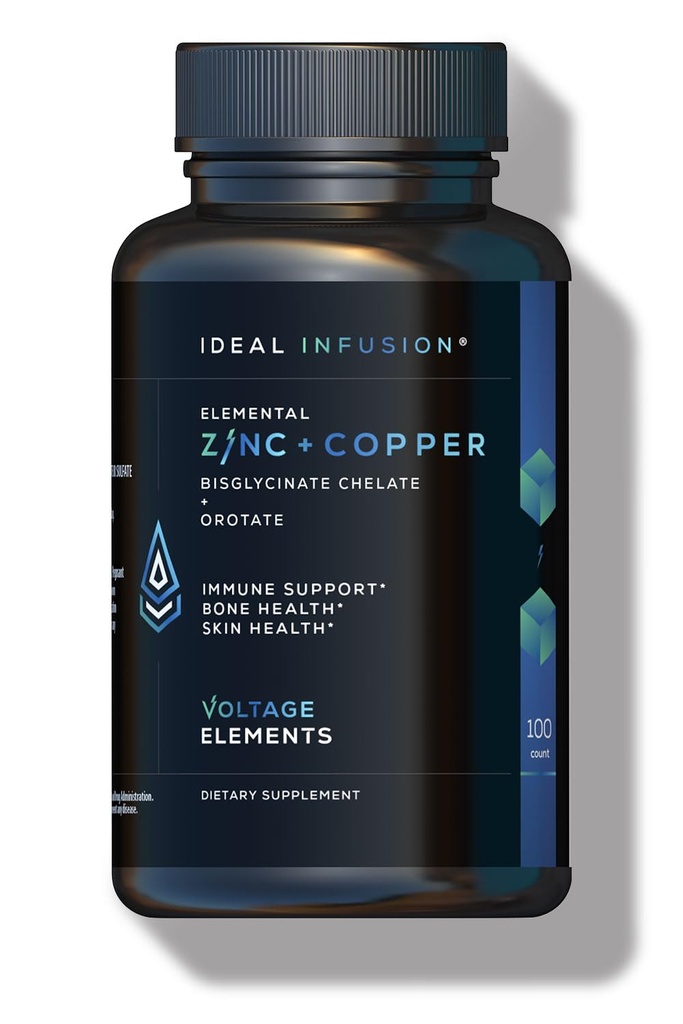 Elementos de tensión Zinc Bisglycinate + Orotate 245mg con Cobre Chelate: Muscle & Skin Health, Hormone Balance - Elemental Zinc 50mg (100 Servings) Vegan