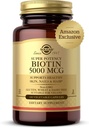 Solgar Biotin 5000 mcg - Apoya la piel sana, las uñas " el cabello - Apoya la producción energética " Metabolismo - Vitamina B - No GMO, Vegan, Gluten Free - 180 Conde